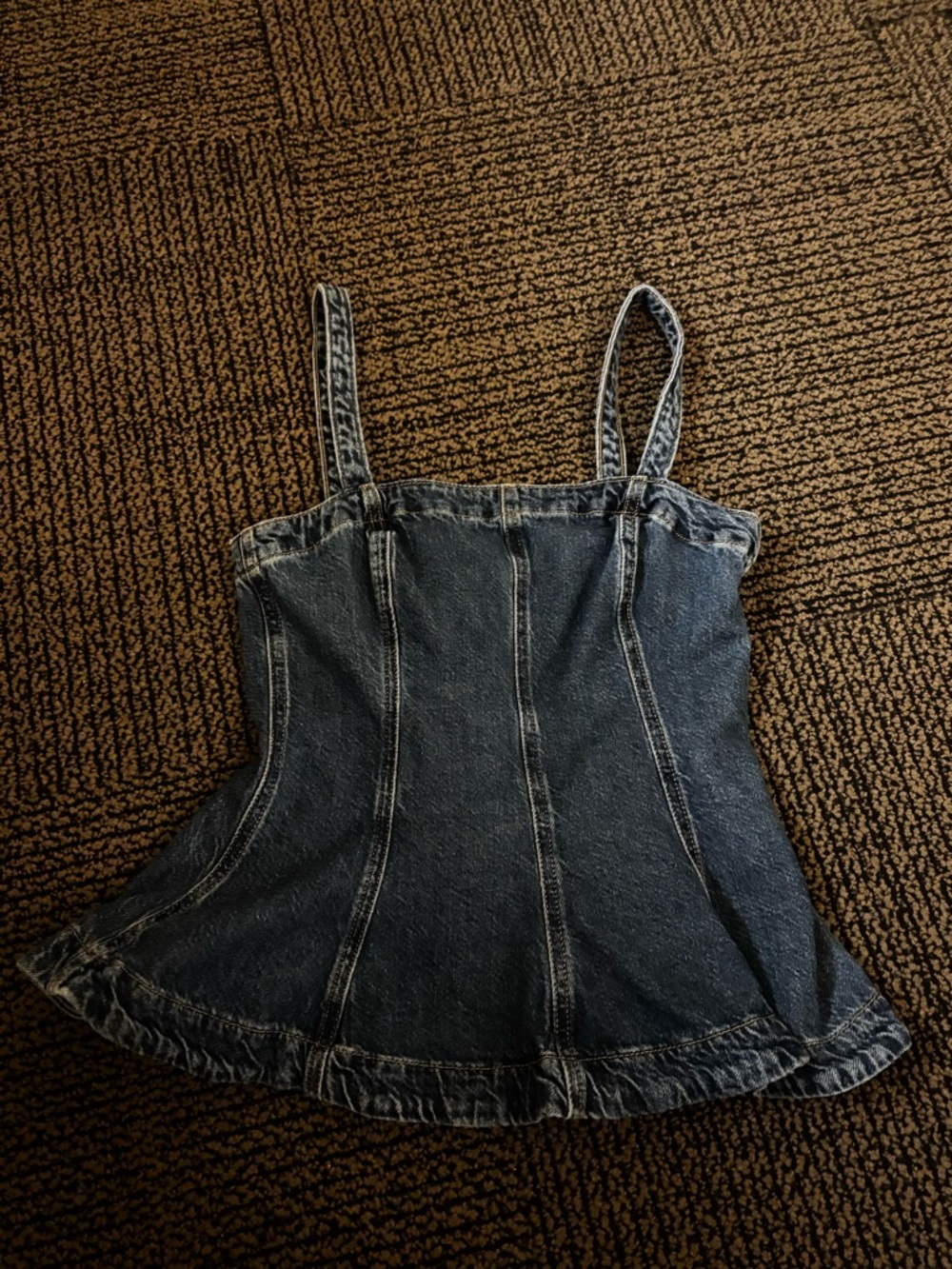 Denim Peplum Tank Top - Dark Blue babydoll denim top